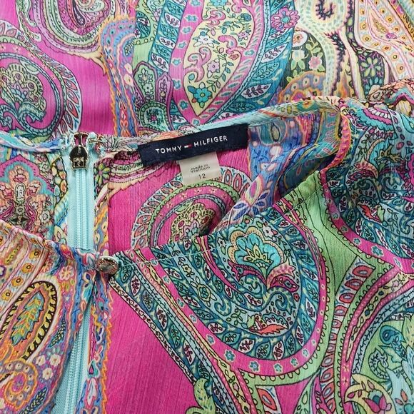 Tommy Hilfiger Bright Pasley Floral Sheer Midi/ Blue Slip Dress Sleeveless  12.. - Picture 6 of 13